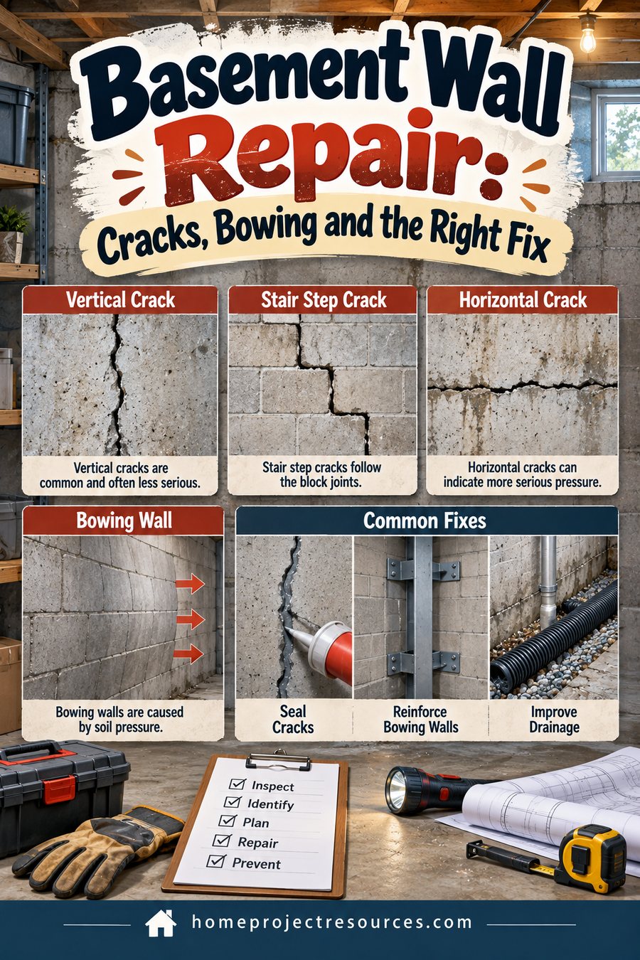 Basement Wall Repair: Cracks, Bowing and the Right Fix
