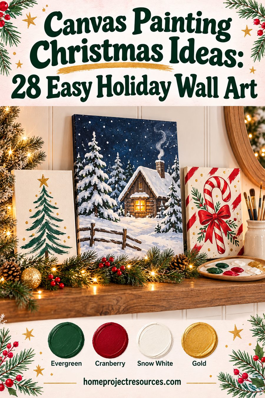 Canvas Painting Christmas Ideas: 28 Easy Holiday Wall Art