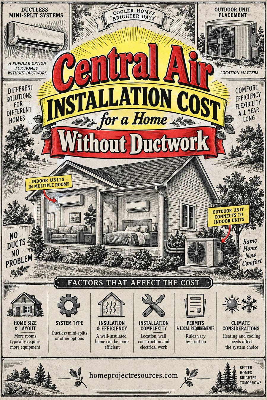 Central Air Installation Cost for a Home Without Ductwork