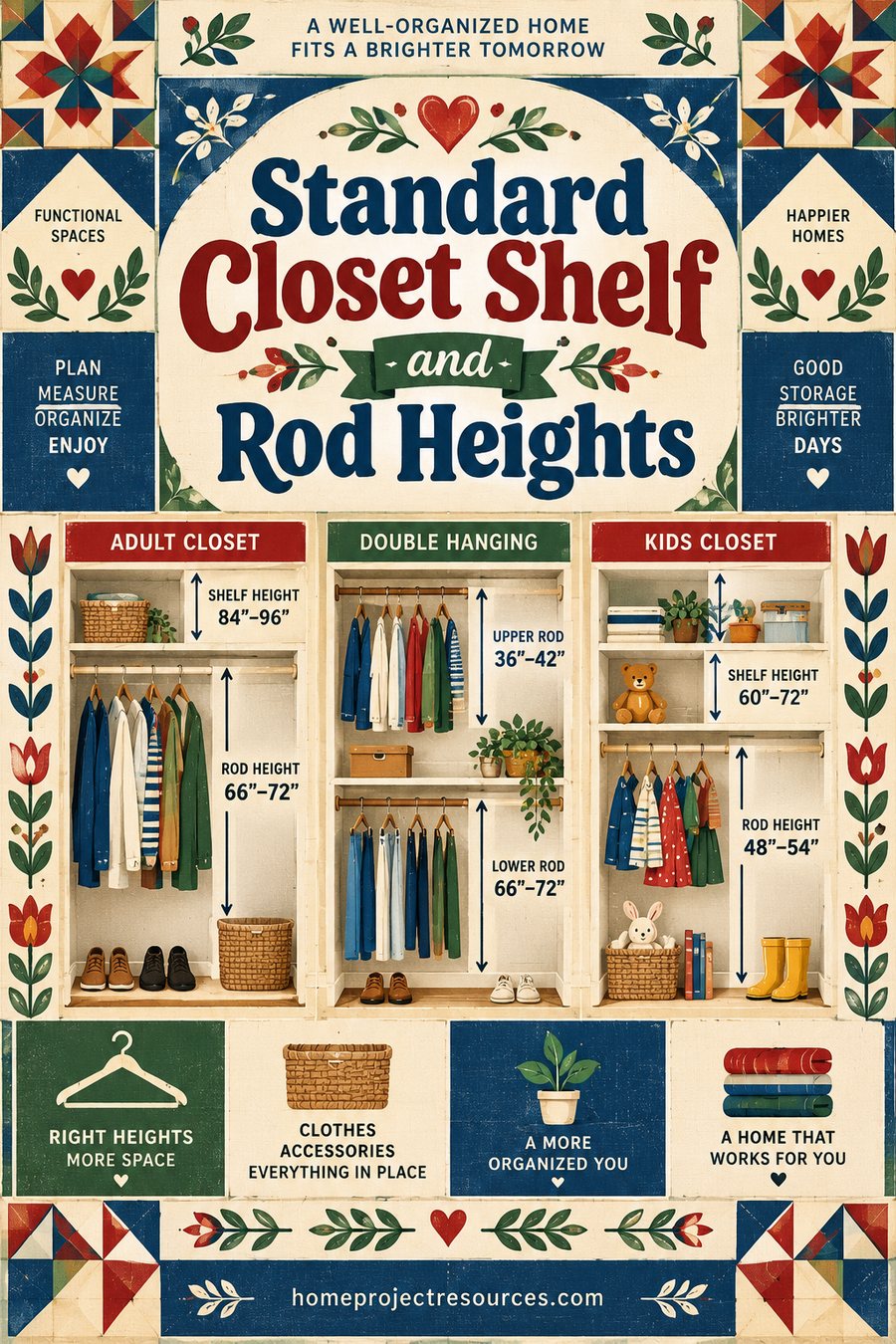 Standard Closet Shelving Height and Rod Placement