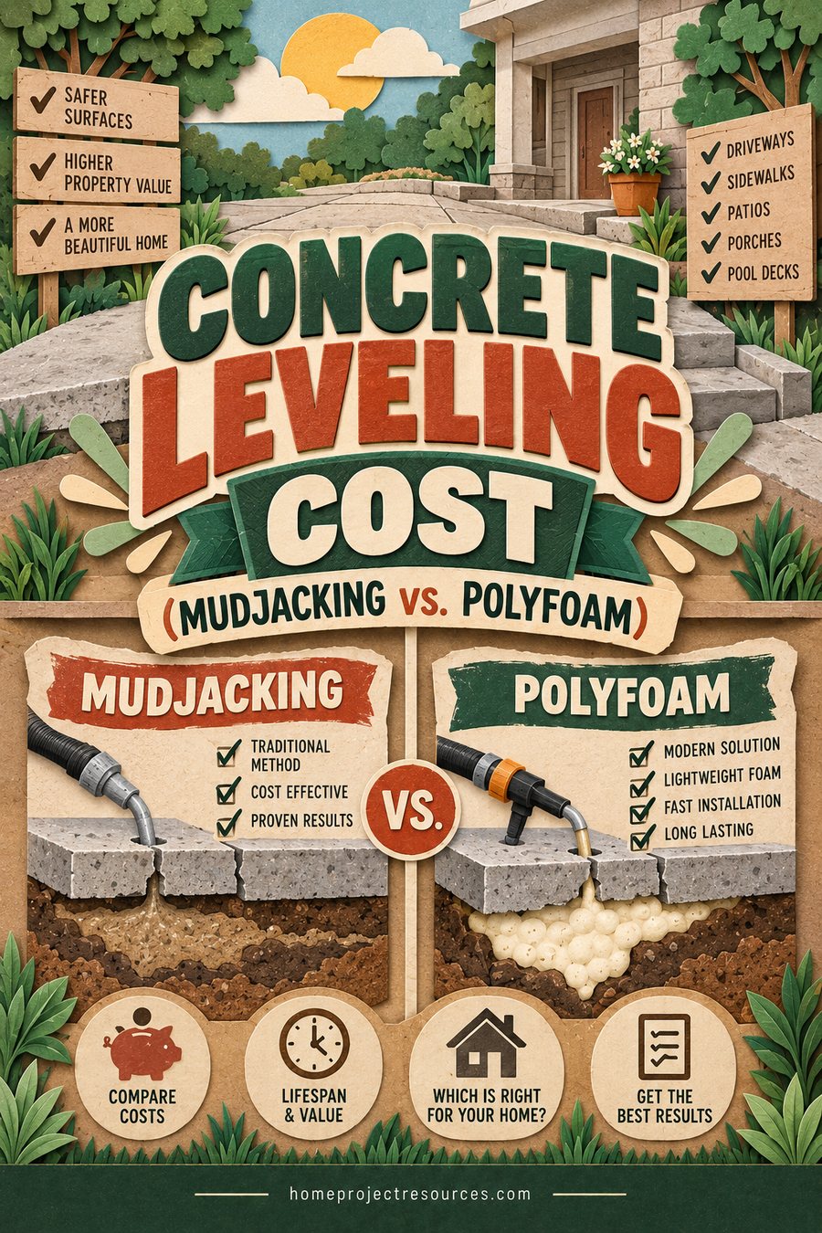 Concrete Leveling Cost: Mudjacking vs. Polyfoam