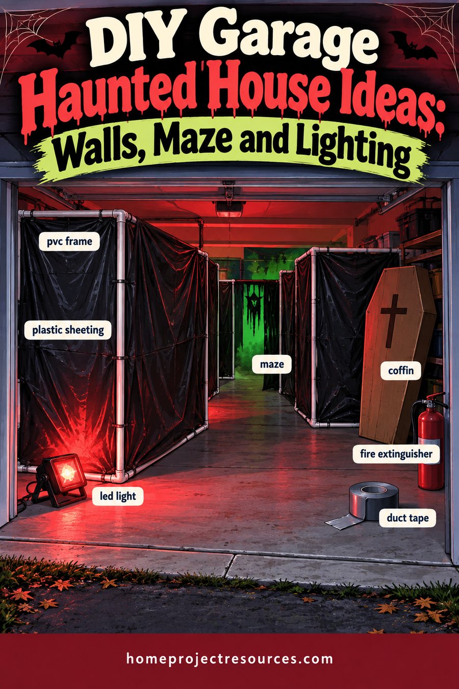 DIY Garage Haunted House Ideas: Walls, Maze and Lighting