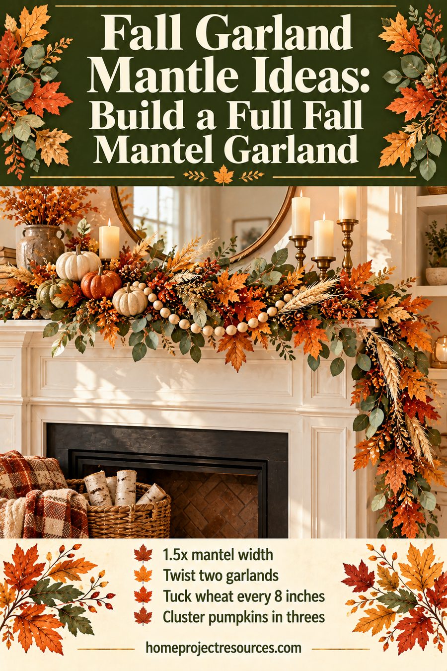 Fall Garland Mantle Ideas: Build a Full Fall Mantel Garland