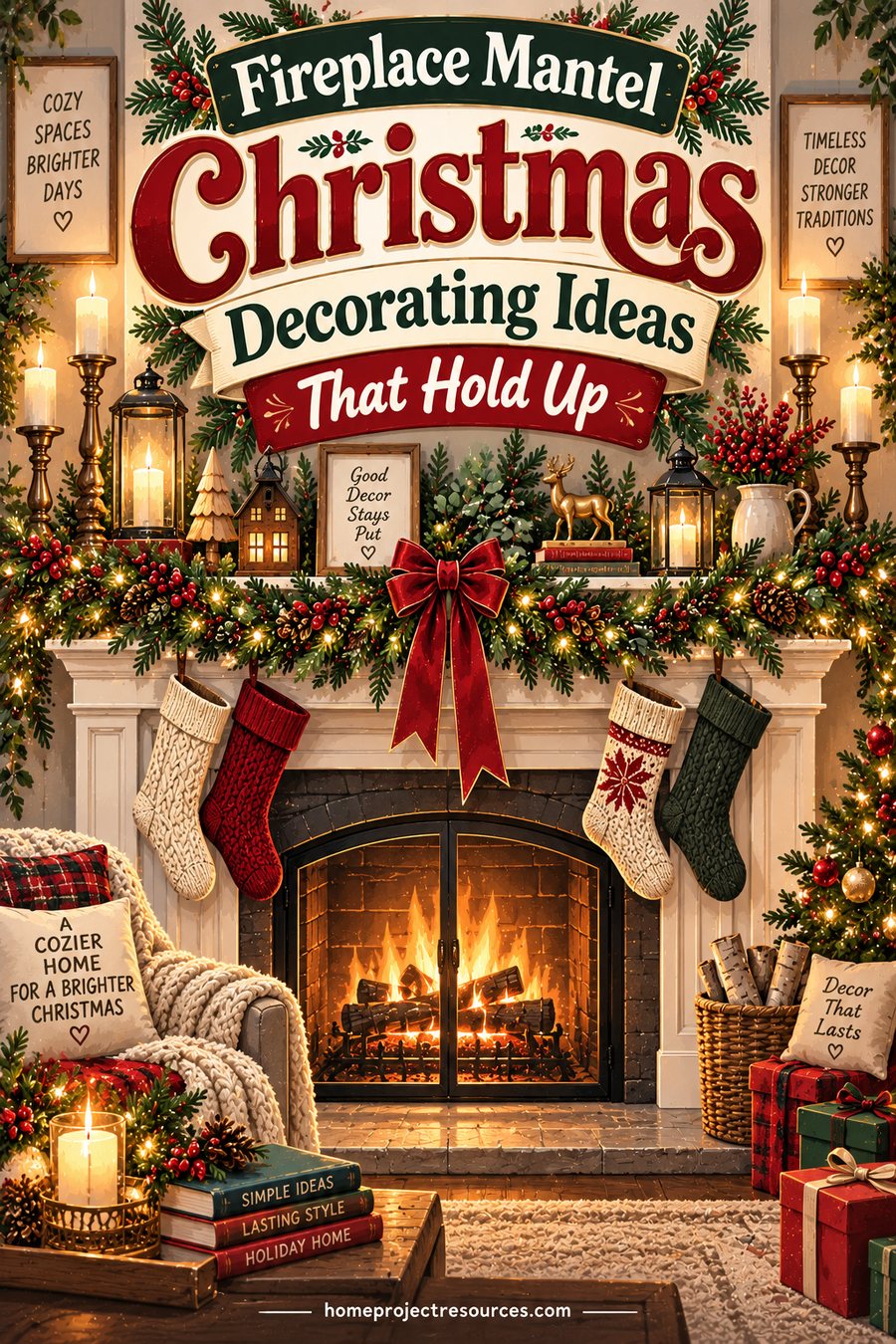 Fireplace Mantel Christmas Decorating Ideas That Hold Up