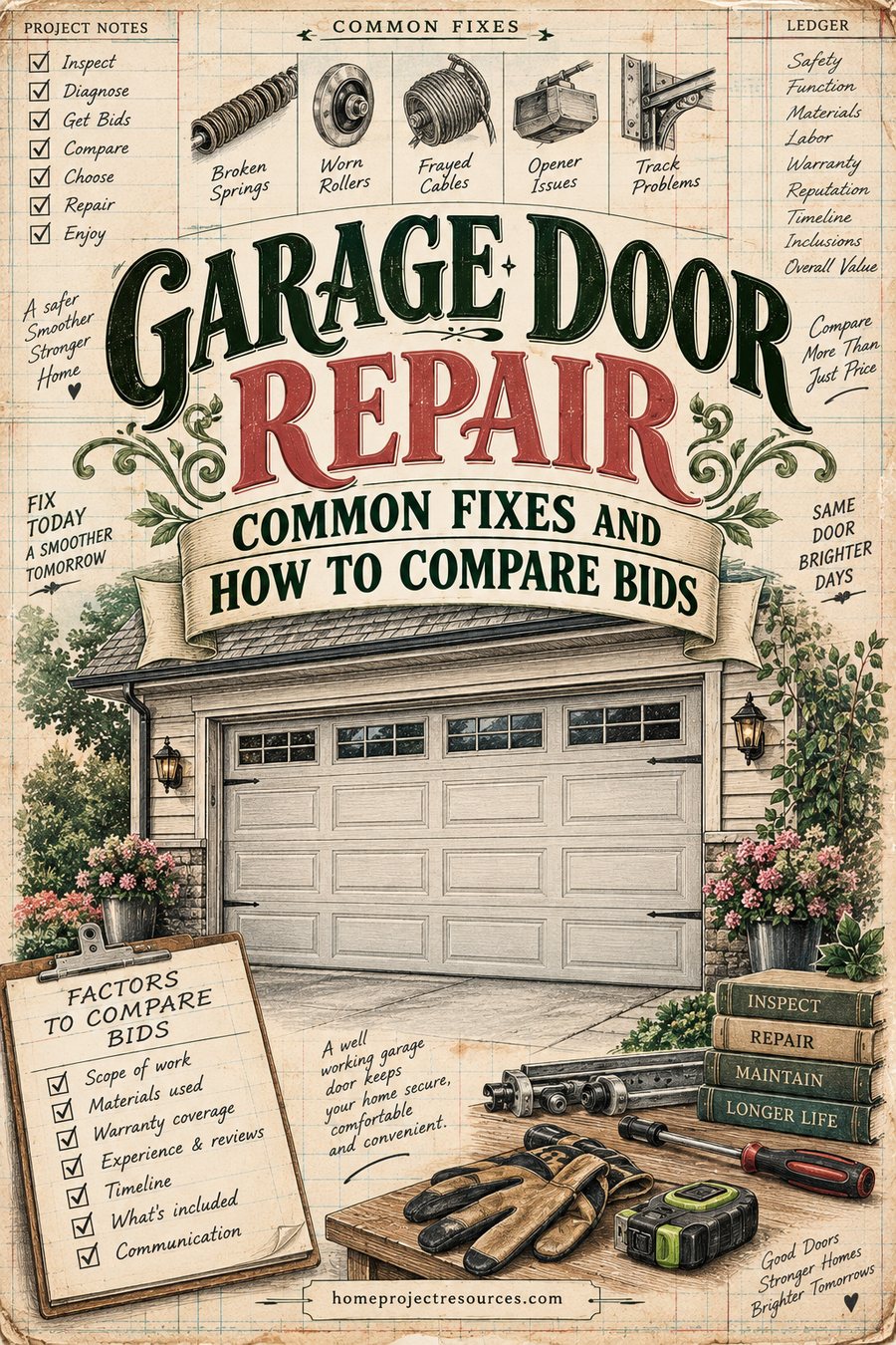 Garage Door Repair: Common Fixes and How to Compare Bids