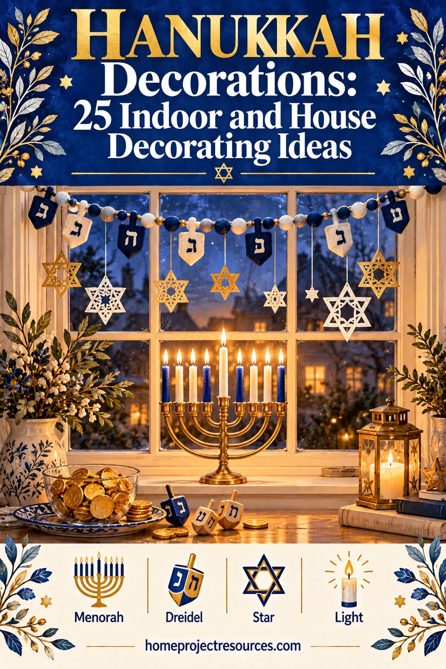 Hanukkah Decorations: 25 Indoor and House Decorating Ideas