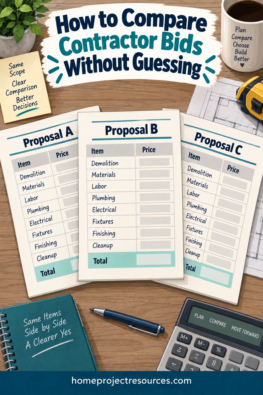 How to Compare Contractor Bids Without Guessing