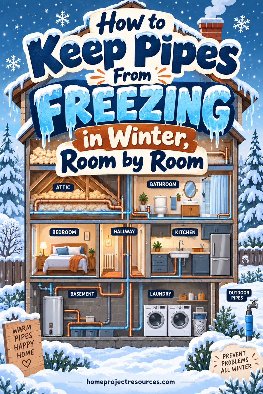 How to Keep Pipes From Freezing in Winter, Room by Room