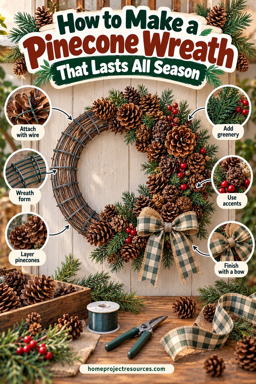How to Make a Pinecone Wreath That Lasts All Season