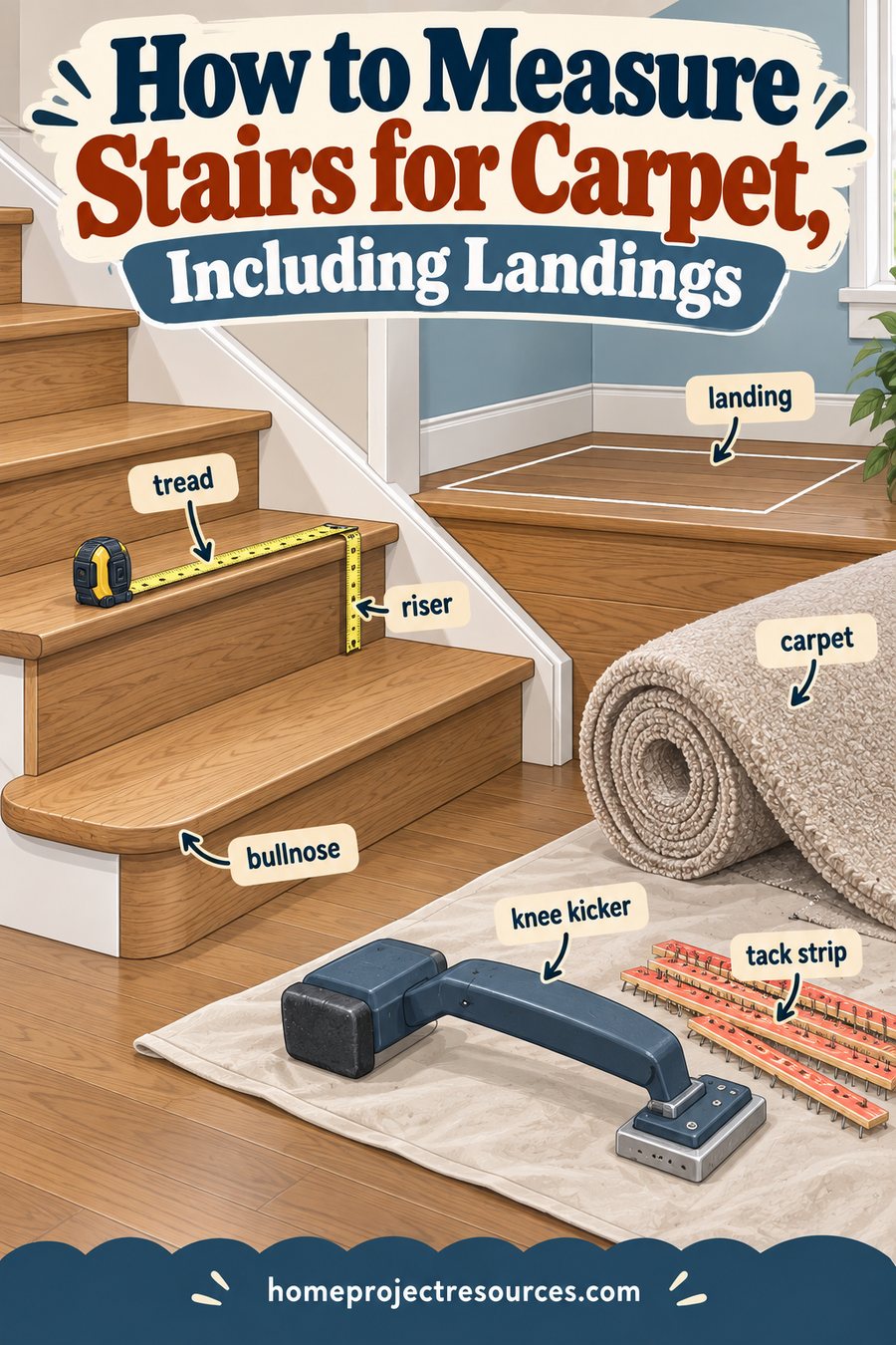 How to Measure Stairs for Carpet, Including Landings