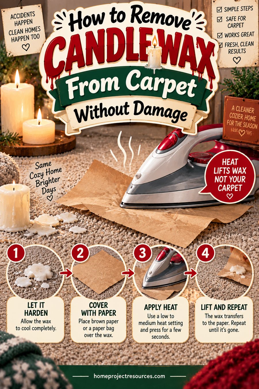 How to Remove Candle Wax From Carpet Without Damage