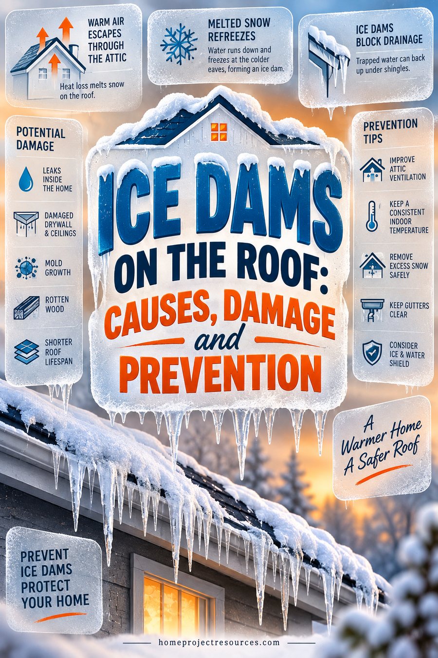 Ice Dams on the Roof: Causes, Damage and Prevention