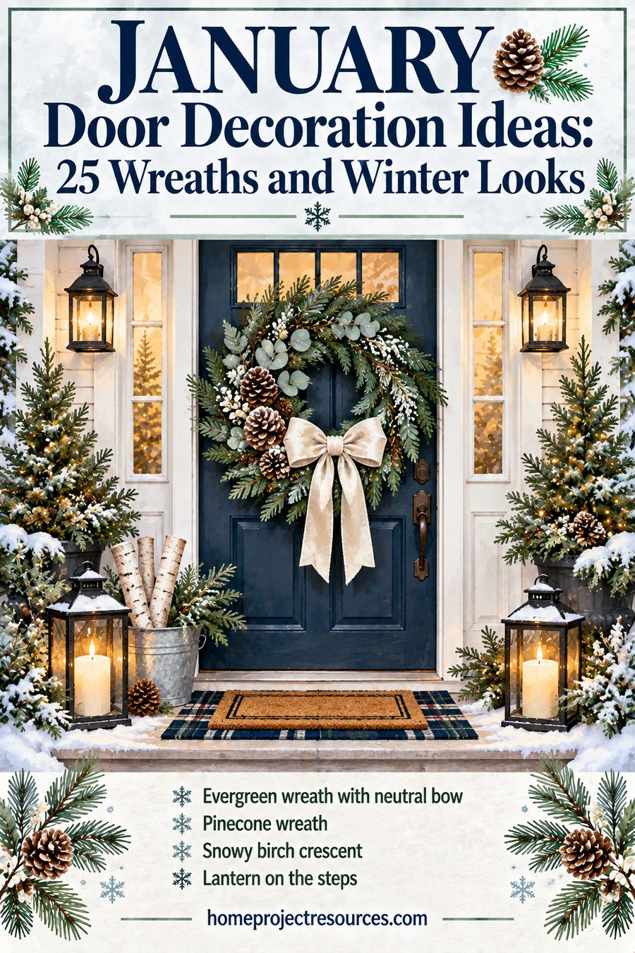 January Door Decoration Ideas: 25 Wreaths and Winter Looks