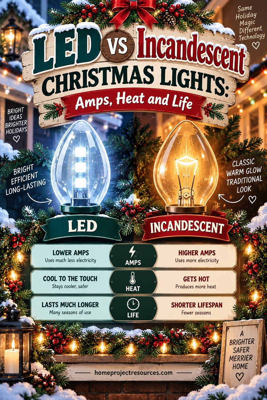 LED vs Incandescent Christmas Lights: Amps, Heat and Life