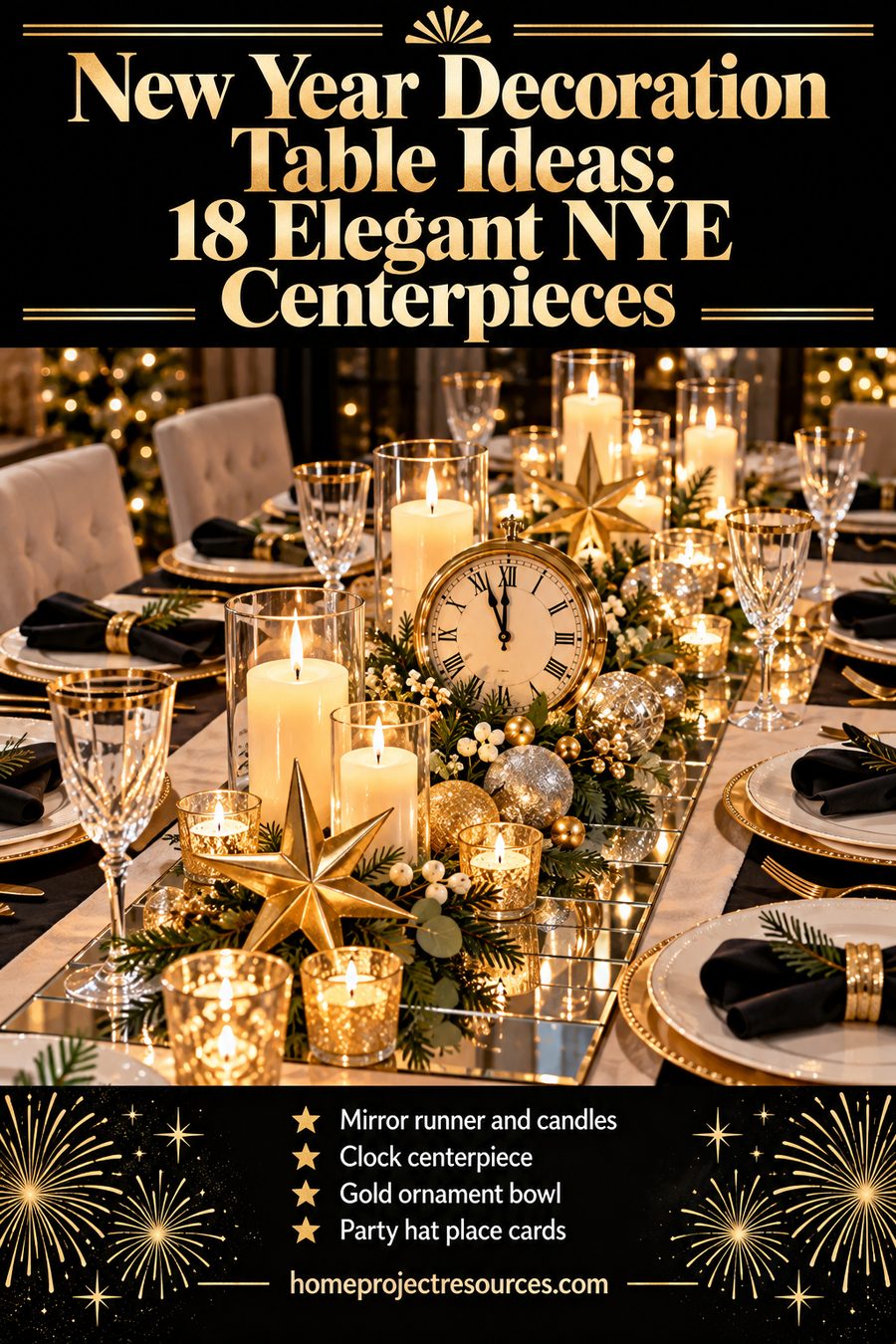 New Year Decoration Table Ideas: 18 Elegant NYE Centerpieces