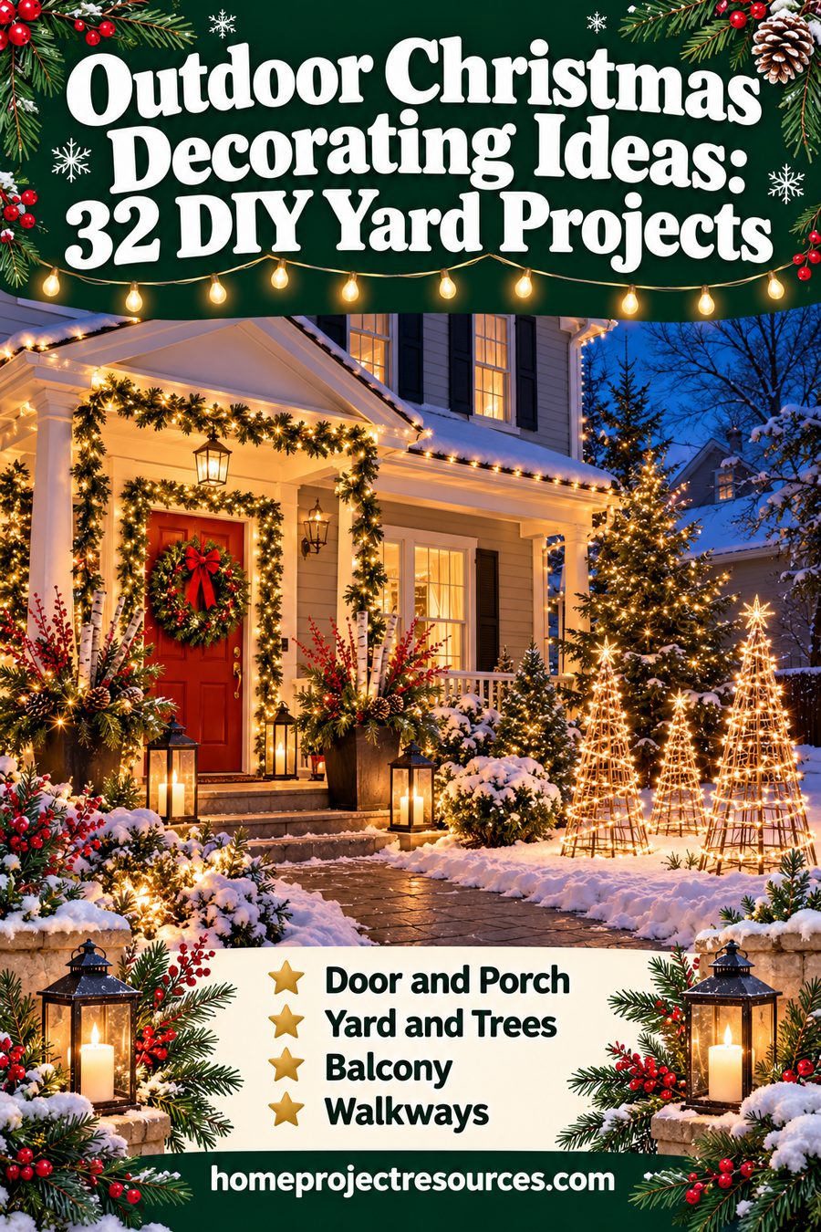 Outdoor Christmas Decorating Ideas: 32 DIY Yard Projects