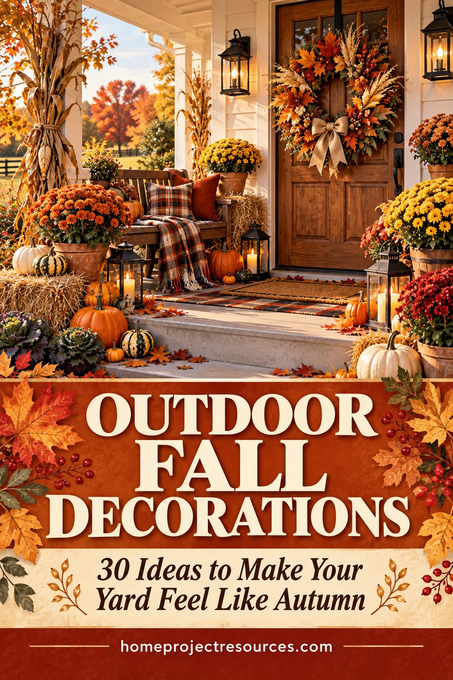 Fall Decorations Outside: 30 DIY Porch, Door and Yard Ideas