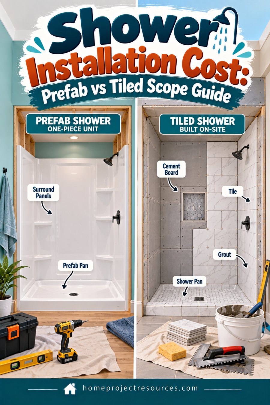 Shower Installation Cost: Prefab vs Tiled Scope Guide