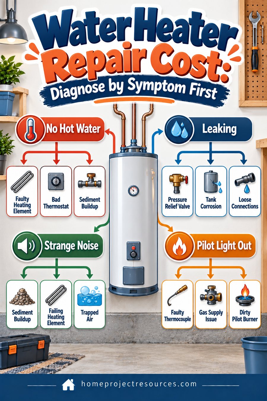Water Heater Repair Cost by Problem and Part Replaced